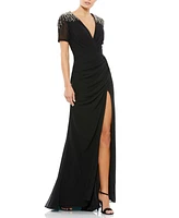 Mac Duggal Women's Sequined Embellished Shoulder Evening Gown