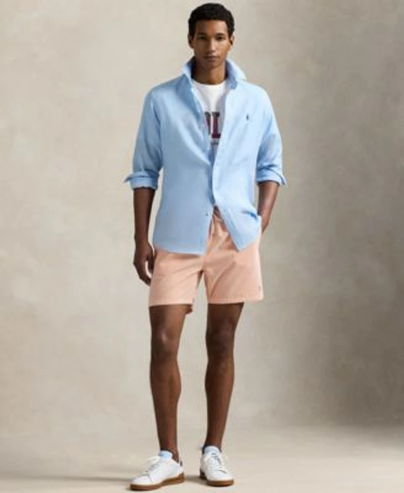 Polo Ralph Lauren Mens Linen Shirt Madras Logo Jersey T Shirt Swim Trunks Leather Sneakers
