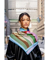 Jessie Zhao New York Double Sided Wool Silk Scarf Of Ocean Breeze