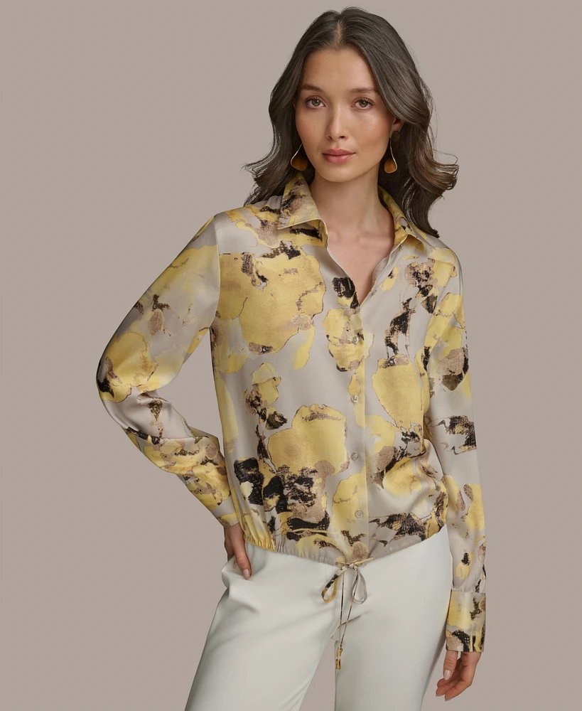 Donna Karan New York Women's Printed Drawstring Blouse