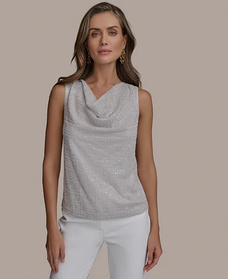Donna Karan New York Women's Sequined Cowlneck Top