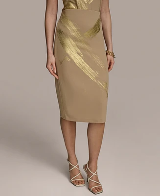 Donna Karan New York Women's Brushstroke-Print Pencil Skirt