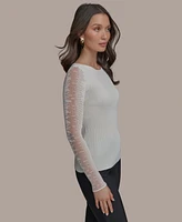 Donna Karan New York Women's Boat-Neck Sheer-Sleeve Sweater