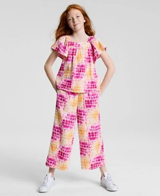 Epic Threads Big Girls Coast Dye Flutter Top Wide Leg Cropped Pants Exclusively At Macys