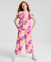 Epic Threads Big Girls Coast Dye Flutter Top Wide Leg Cropped Pants Exclusively At Macys