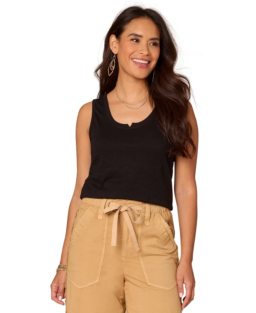 Democracy Petite Notched Scoop-Neck Sleeveless Top