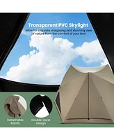 6-Sided Pop-up Family Tent with Rainfly, Skylight, 3 Doors, 3 Windows