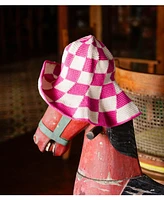 Shilo Checkered Crochet Hat In Pink & White