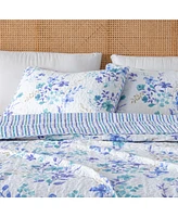 Linery & Co. Blue Floral Microfiber Quilt Set With Shams