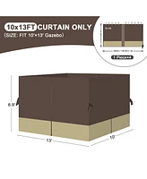 Aoodor 10' x 13' Gazebo Curtain Set Protecting Privacy Side Walls 4 Panels, Curtain Only