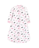 Hudson Baby Baby Girls Hudson Premium Quilted Long Sleeve Sleeping Bag and Wearable Blanket, Pink Moose, 0-6 Months