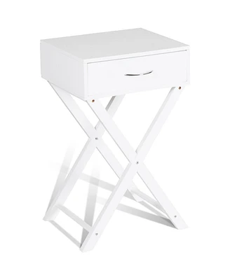 Design Sofa Side Table with X-Shape Drawer for Living Room Bedroom
