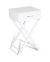 Design Sofa Side Table with X-Shape Drawer for Living Room Bedroom
