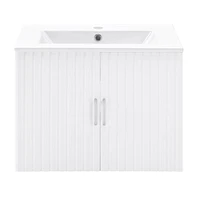 24" Single Sink Wall Mounted Bath Vanity in White with White Ceramic Top