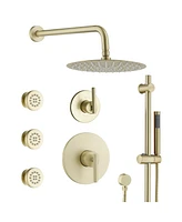 Casainc Pressure-balanced Valve Included All-In-One Kit With Rough In-Valve Thermostatic Shower System Body Jets