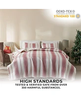 Linery & Co. Farmhouse Stripe Microfiber Quilt Set With Shams