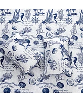 Linery & Co. Navy Nautical Pattern Microfiber Quilt Set With Shams