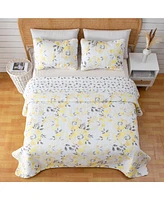 Linery & Co. Watercolor Flowers Microfiber Quilt Set With Shams