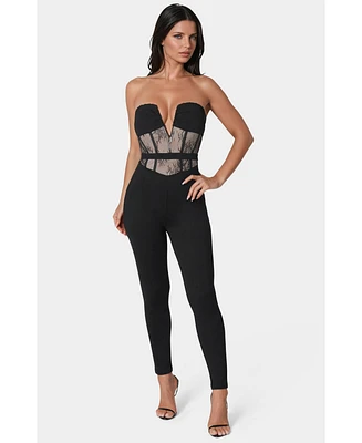 Bebe Women's Lace Corset Catsuit