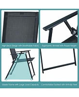 Gymax 5 Piece Outdoor Dining Set Patio Folding Table & Chairs Set w/ Umbrella Hole