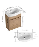 Soft Close Doors Bathroom Vanity With Sink,16 Inch For Small Bathroom