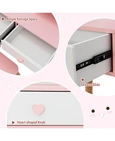 2 in 1 Wooden Princess Kids Vanity Set with Mirror