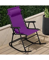 Best Choice Products Folding Outdoor Zero Gravity Rocking Lounge Chair w/ Headrest Pillow