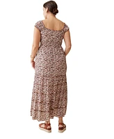 Ingrid + Isabel Maternity Ingrid + Isabel Daydream Midi Dress Brown Navy Abstract Xl