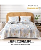 Linery & Co. Pastel Coral Pattern Microfiber Quilt Set With Shams