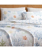 Linery & Co. Pastel Coral Pattern Microfiber Quilt Set With Shams