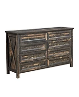 Farmhouse 8 Drawers Dresser Chests for Bedroom, Wood Rustic Wide Chset of Drawers,Storage Dressers Organizer for Bedroom, Living Room,Hallway