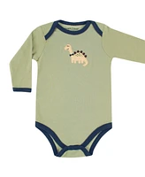 Luvable Friends Baby Boy Cotton Long-Sleeve Bodysuits 5pk, Dinosaur, 18-24 Months