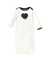 Touched by Nature Baby Girls Organic Cotton Long-Sleeve Gowns 3pk, Heart, 0-6 Months