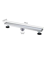 24 Inches Linear Shower Drain, Included Hair Strainer and Leveling Feet
