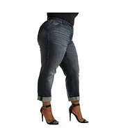 Poetic Justice Plus Curvy-Fit Rolled Cuff Boyfriend Jeans