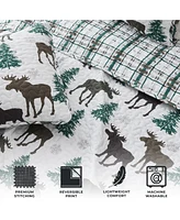 Linery & Co. Moose Evergreens Microfiber Quilt Set With Shams