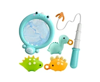 Sperric Toddler Fun Dinosaur Fishing Game – 4PCS Magnetic Floating Bath & Pool Toy Set with Wind-Up Rods, Engaging Water Play & Fine Motor Skil