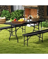 6 ft Portable Folding Table 350 Lbs Fold-in-Half Table with Hdpe Tabletop