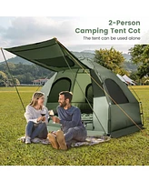 Camping Tent Cot, 5-in-1 Folding Camping Bed with Air Mattress, Pillow, Sleeping Bag, Waterproof Elevated Tent Shelter, Portable Outdoor Sleeping Cot