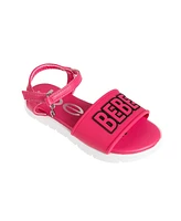 Bebe Little Girls Flat with Rhinestone Dangle Charm Sandals