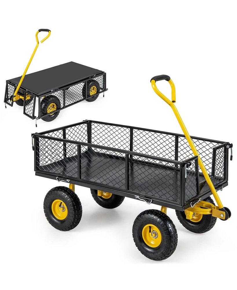 Utility Garden Wagon with 4 Removable Side Panels and 900 Load Capacity