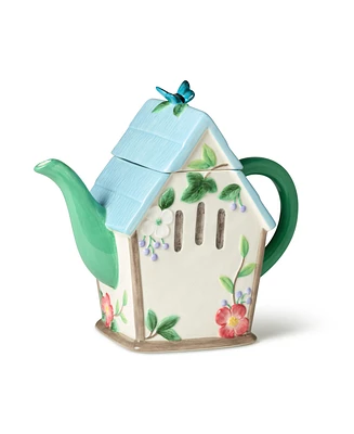 Certified International Flora 3-d Birdhouse Teapot