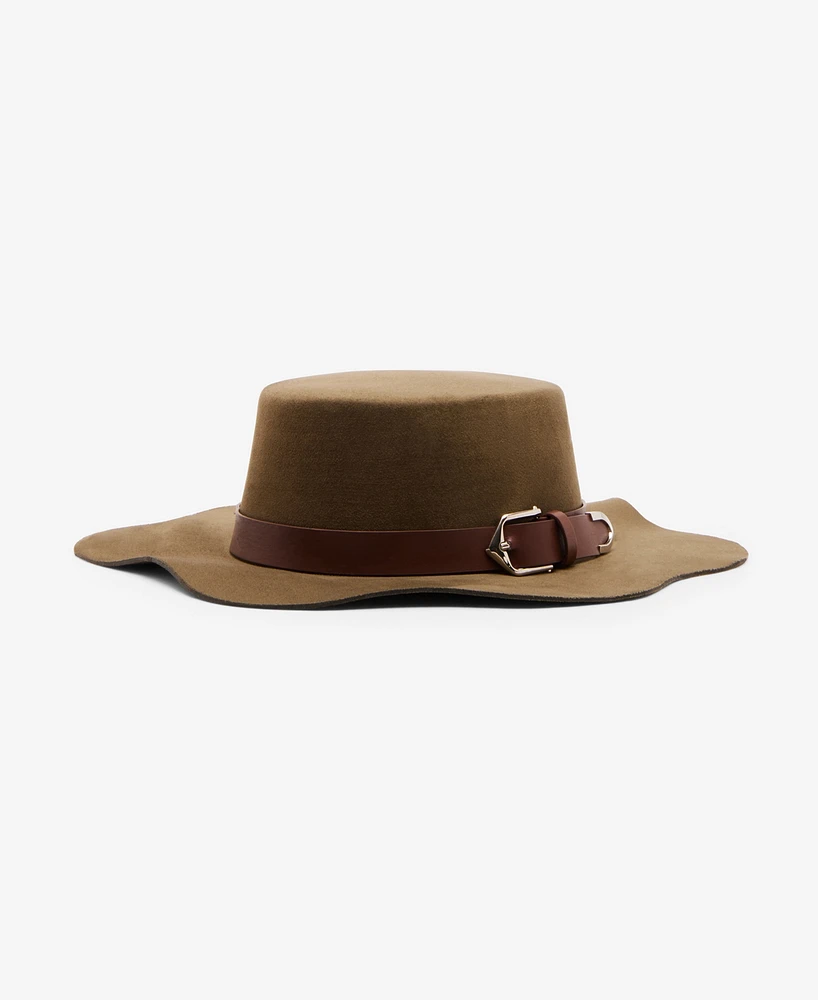 Steve Madden Buckled Scalloped Felt Hat
