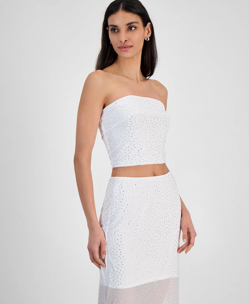 Bar Iii Women's Rhinestone Mesh Tube Top, Exclusively at Macy's