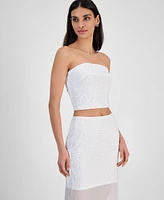 Bar Iii Women's Rhinestone Mesh Tube Top, Exclusively at Macy's