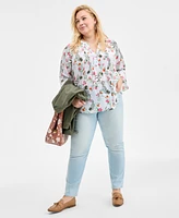 Style & Co Plus Printed Pintuck Top