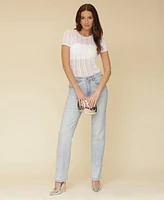 Avec Les Filles Women's Diamante Straight-Leg Jeans