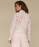 Avec Les Filles Women's Quilted Cropped Moto Jacket