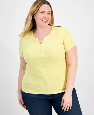 Style & Co Plus Printed Henley Top