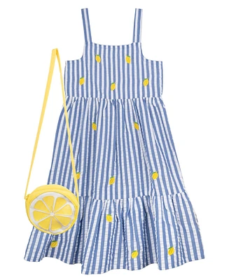 Rare Editions Toddler and Little Girls Lemon Seersucker Dress